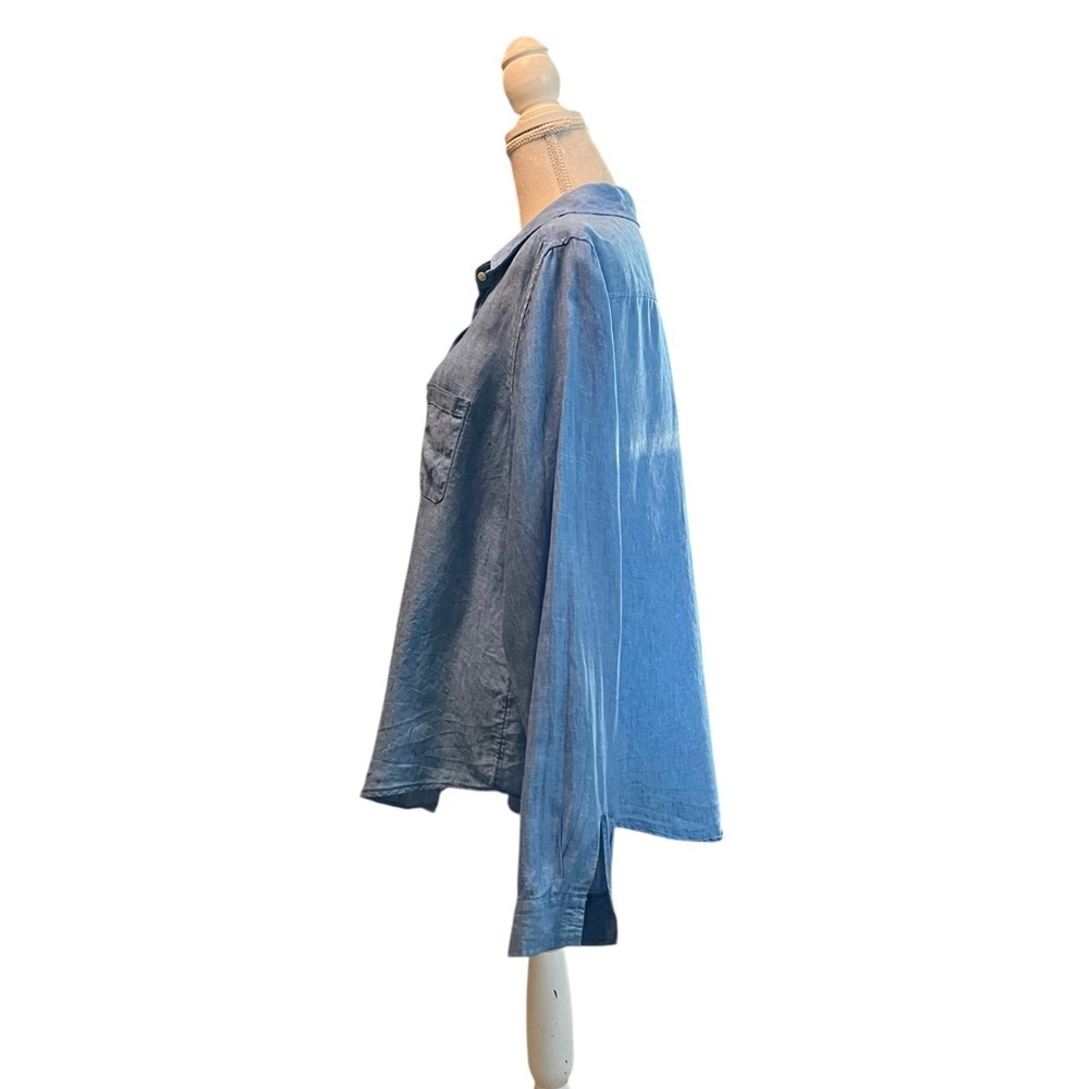 Lilly Pulitzer Blue Button Down Linen Shirt Size XL - Picture 2 of 9